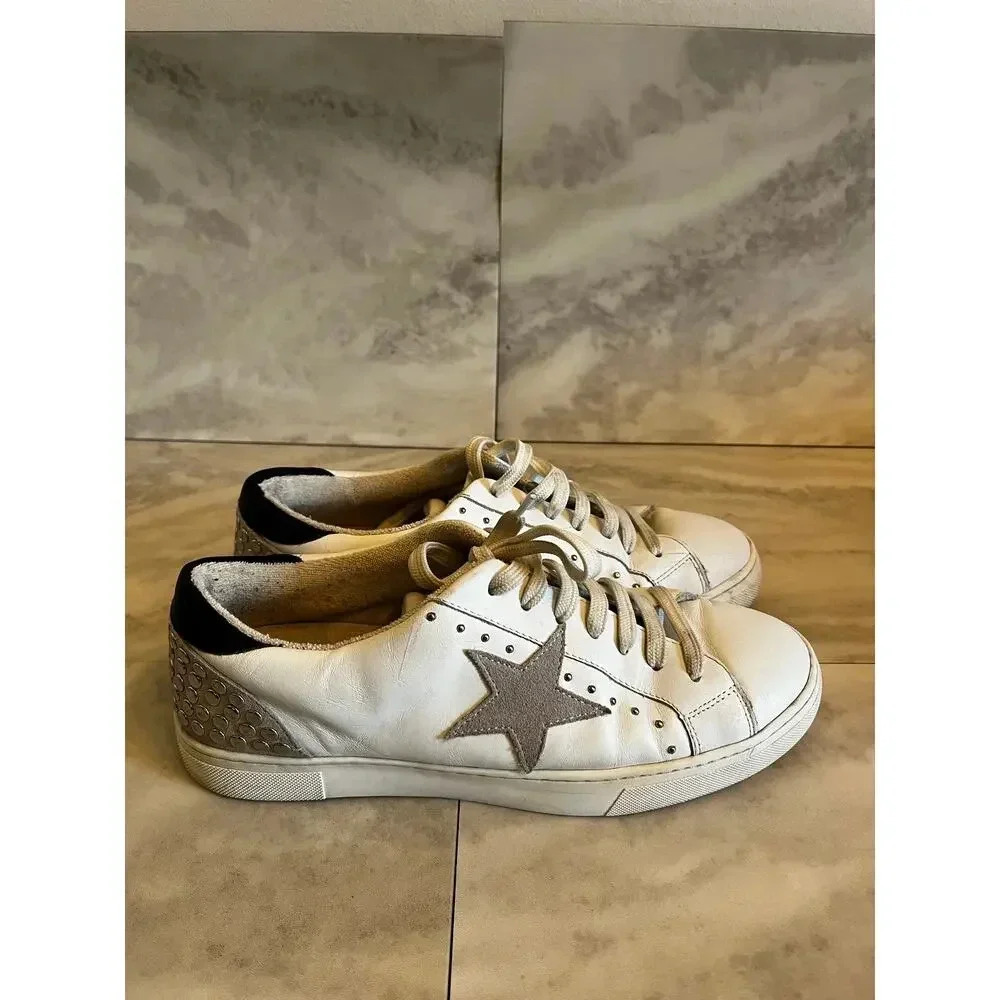 Steven New York Rubie Star Low Top Sneakers Shoes 9.5 White Studded Leather
